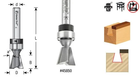 45850 Amana Tool Carbide Tipped Dovetail Bit (14 Degree by 1/2" Depth)