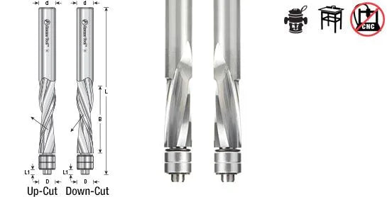 46304 Amana Tool Carbide Tipped UltraTrimFlush Spiral Up-cut Bit (1/2" Diameter)