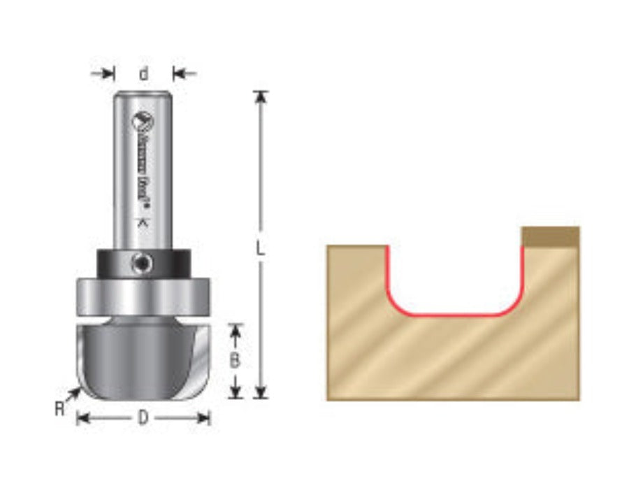 45983 Amana Tool Carbide Tipped Bowl & Tray 1/8 Radius Bit