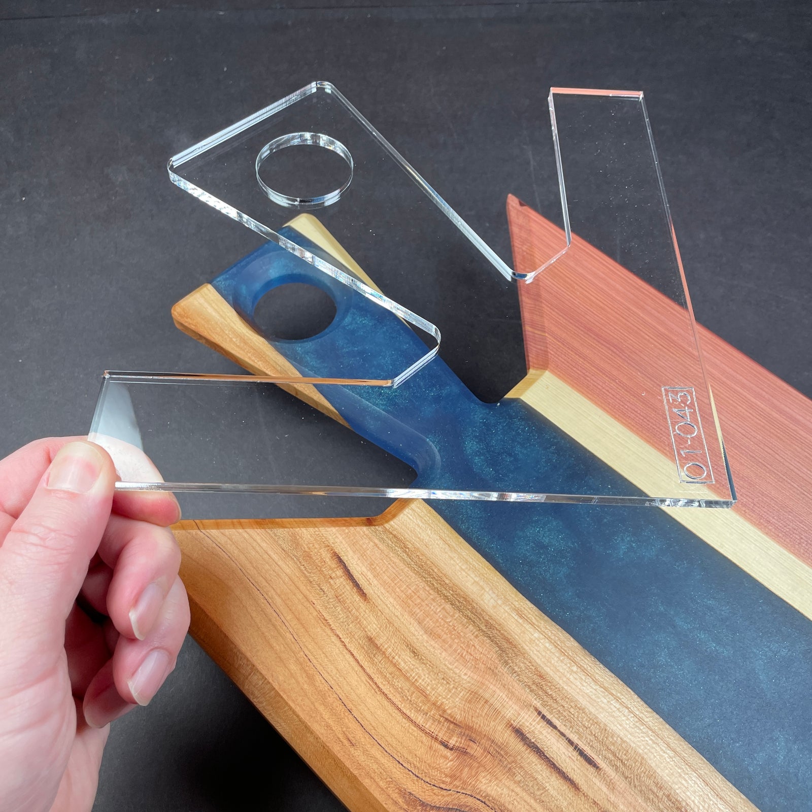 Geometric Corner Charcuterie Board Handle Router Template