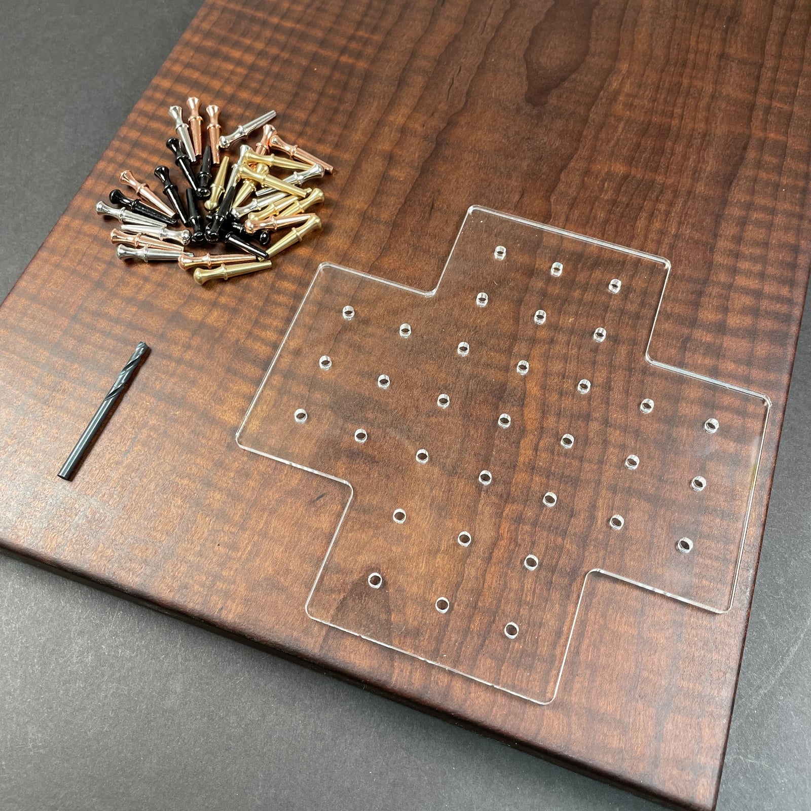 Cross Peg Solitaire Router Template + 32 Pegs + 1 Drill Bit