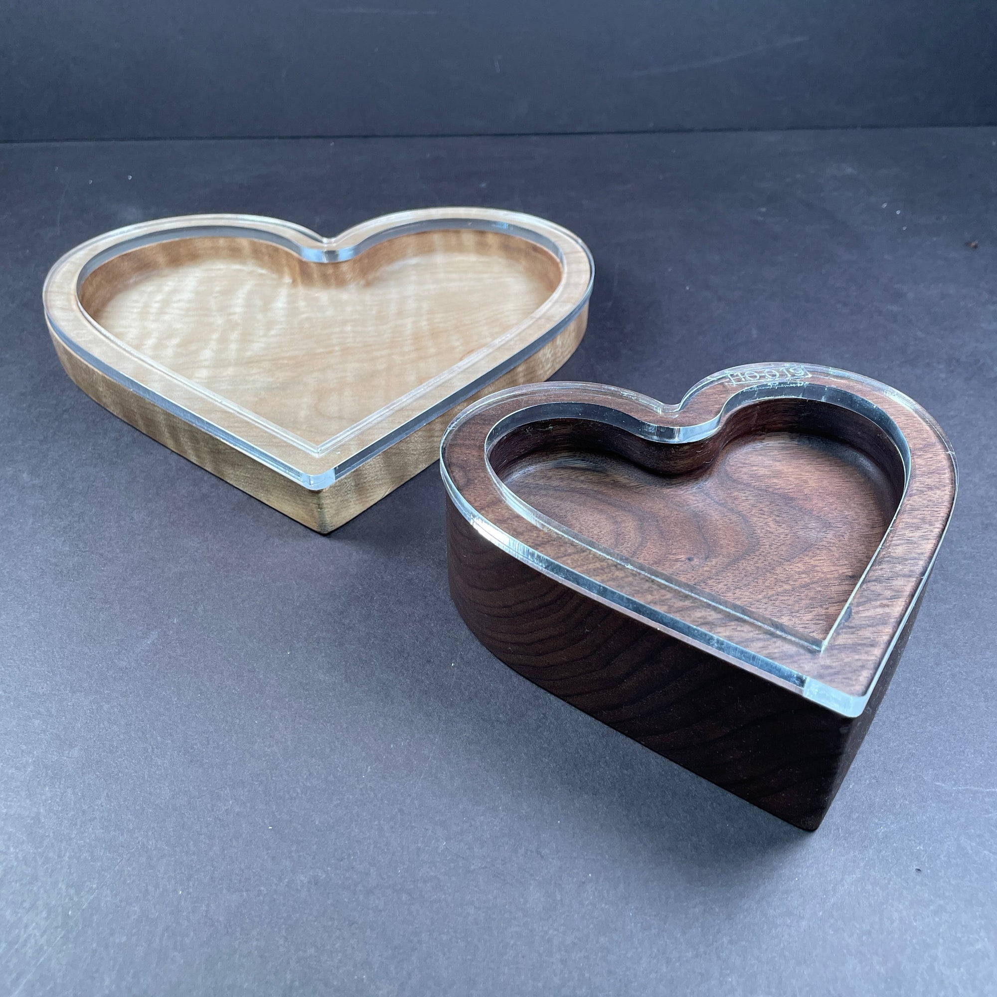walnut and maple heart nesting trays